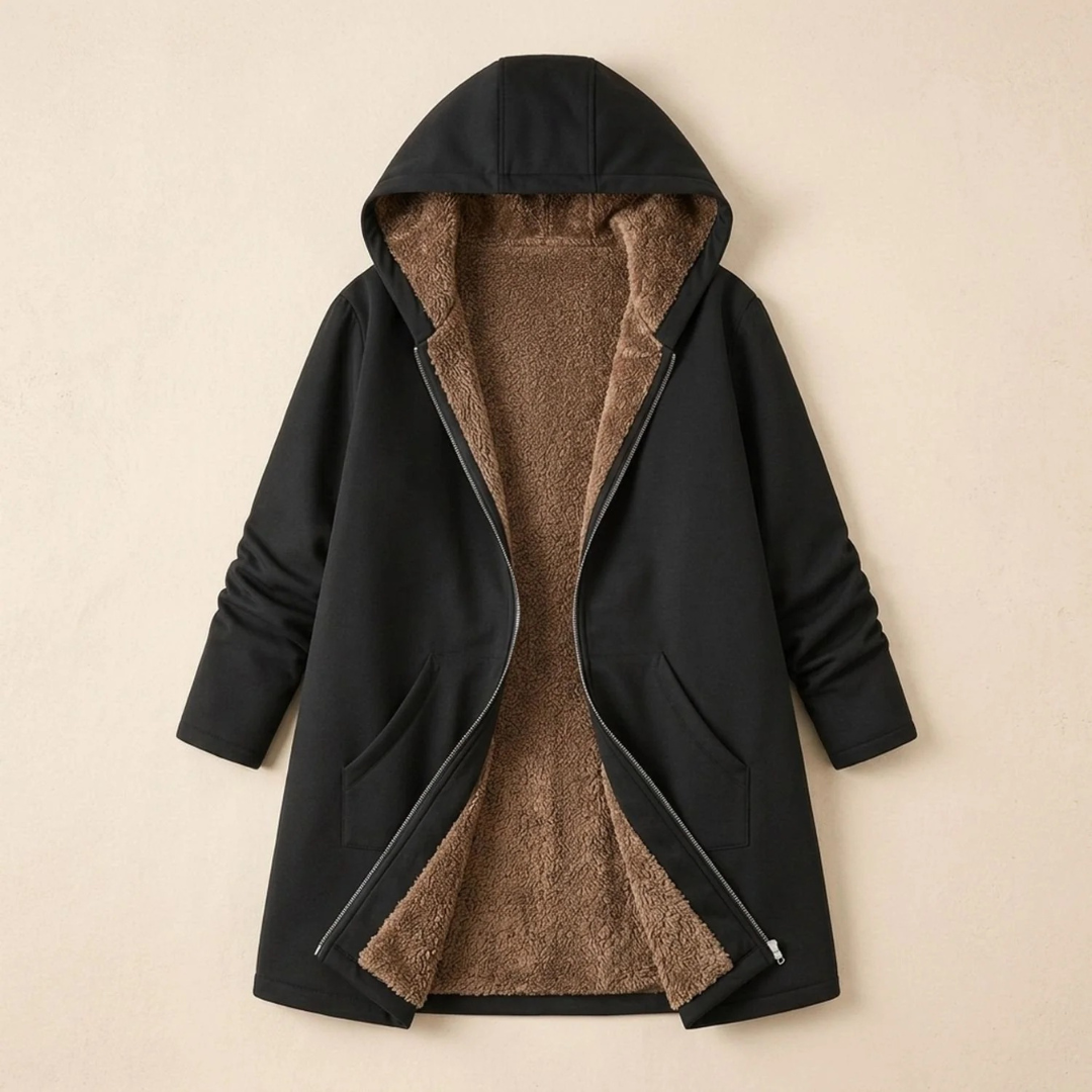 Irmgard | Damen Winterjacke mit Sherpa Futter und Kapuze