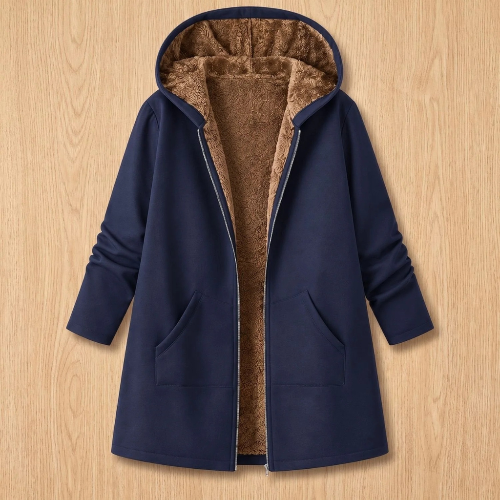 Irmgard | Damen Winterjacke mit Sherpa Futter und Kapuze