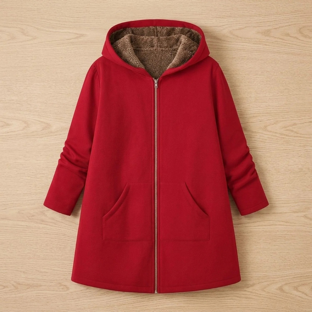 Irmgard | Damen Winterjacke mit Sherpa Futter und Kapuze