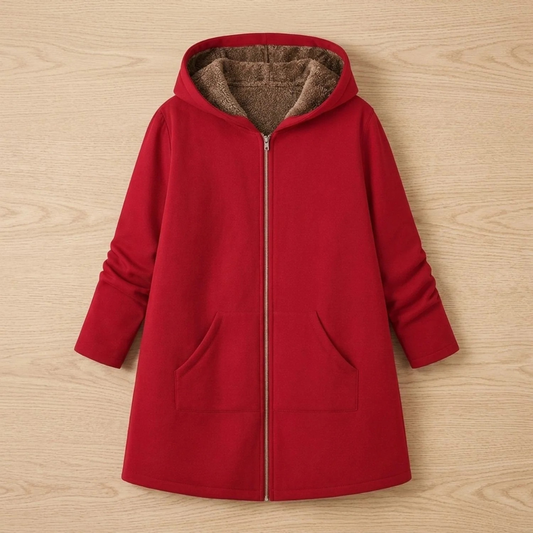 Irmgard | Damen Winterjacke mit Sherpa Futter und Kapuze