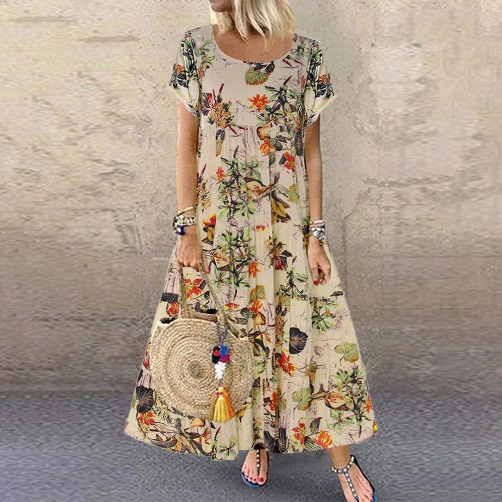Isabel | Damen Sommer Blumen Maxikleid