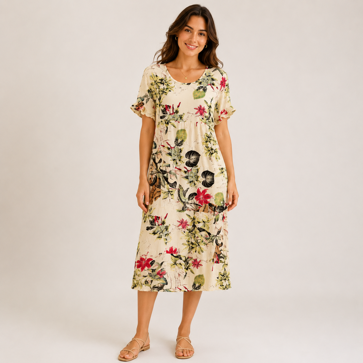 Isabel | Damen Sommer Blumen Maxikleid