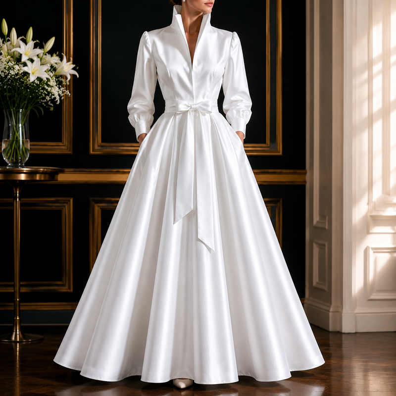 Isabella | Damen Weißes Sommerkleid Maxi Boho Modern