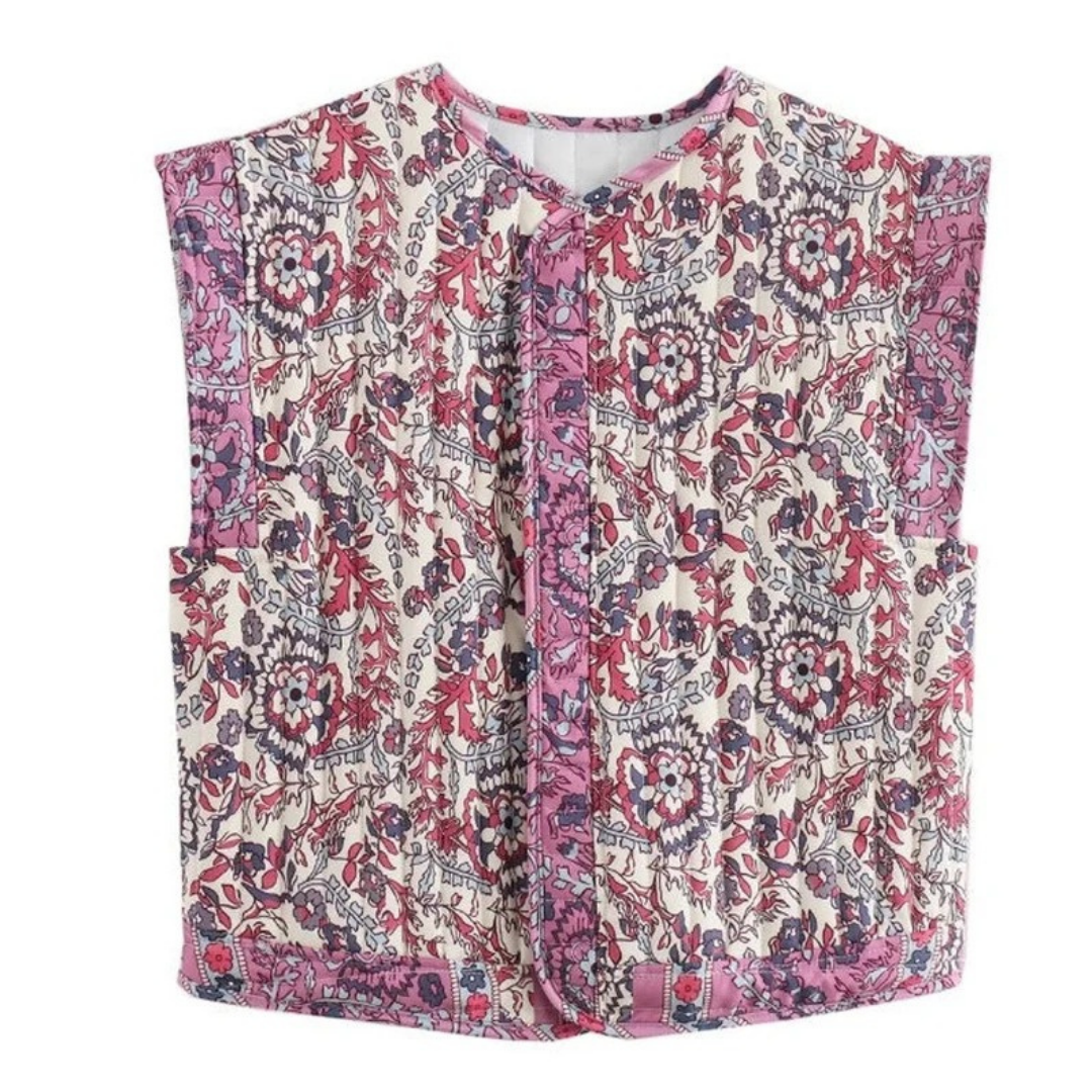 Isla | Damen Blumen Weste Mit Muster Und Komfort Design
