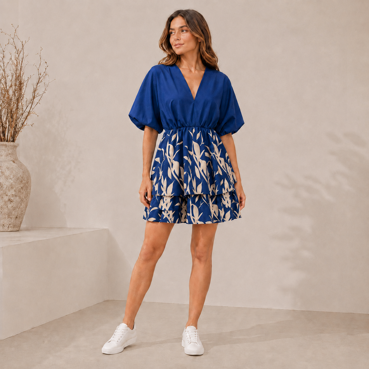 Isolde | Damen Boho Mini-Cocktailkleid Mit Stufenrock