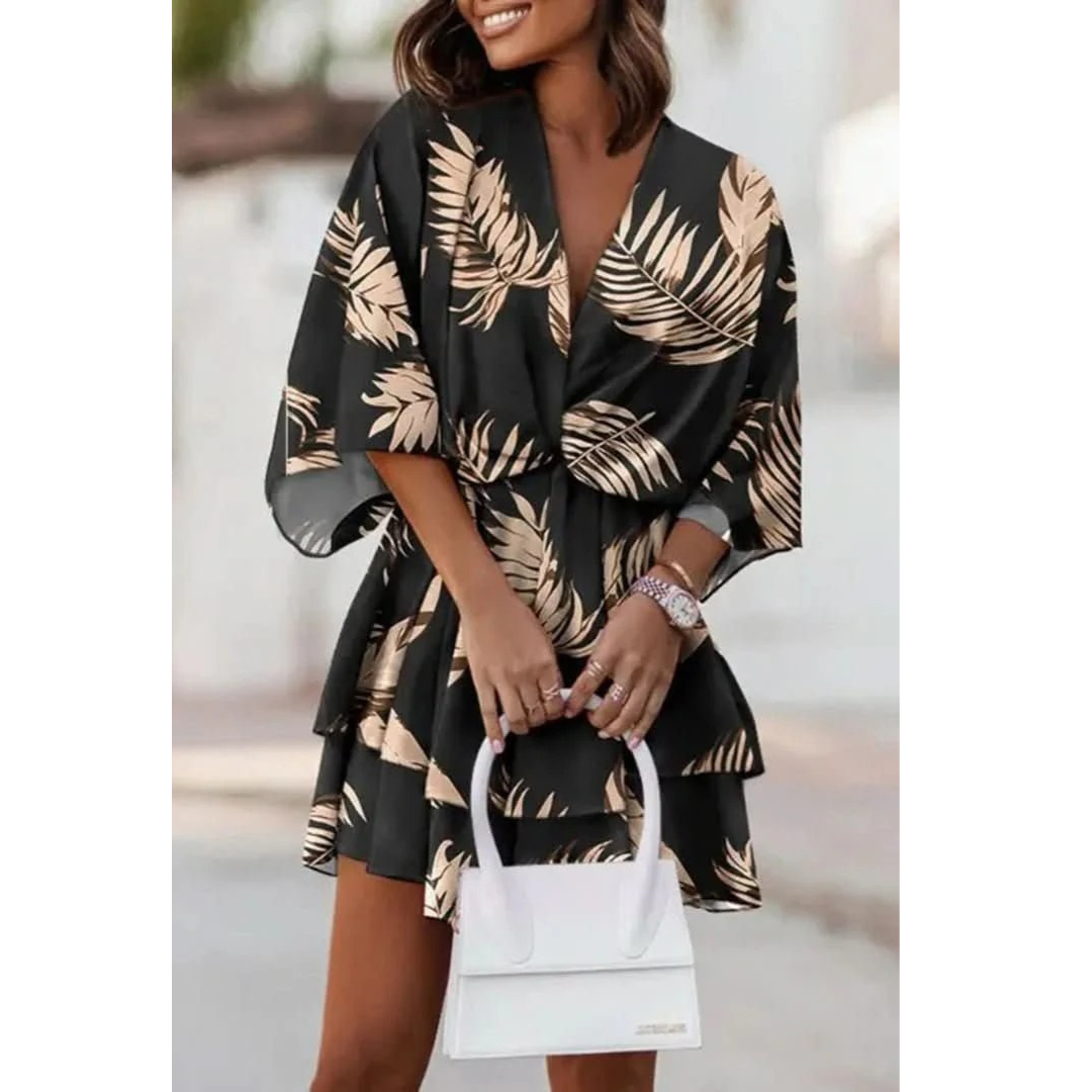Isolde | Damen Boho Mini-Cocktailkleid Mit Stufenrock