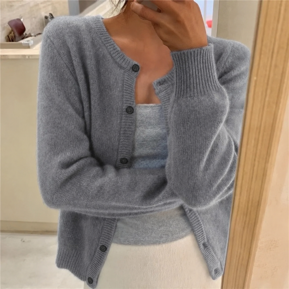 Isolde | Damen Komfort Strickjacke Mit Knöpfen