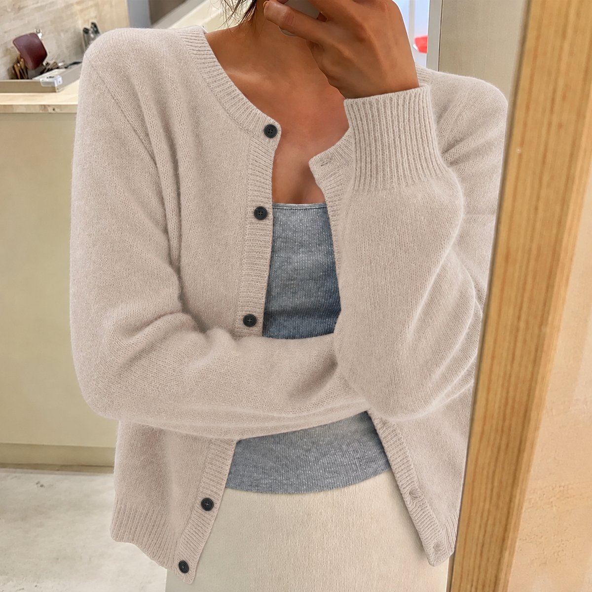 Isolde | Damen Komfort Strickjacke Mit Knöpfen