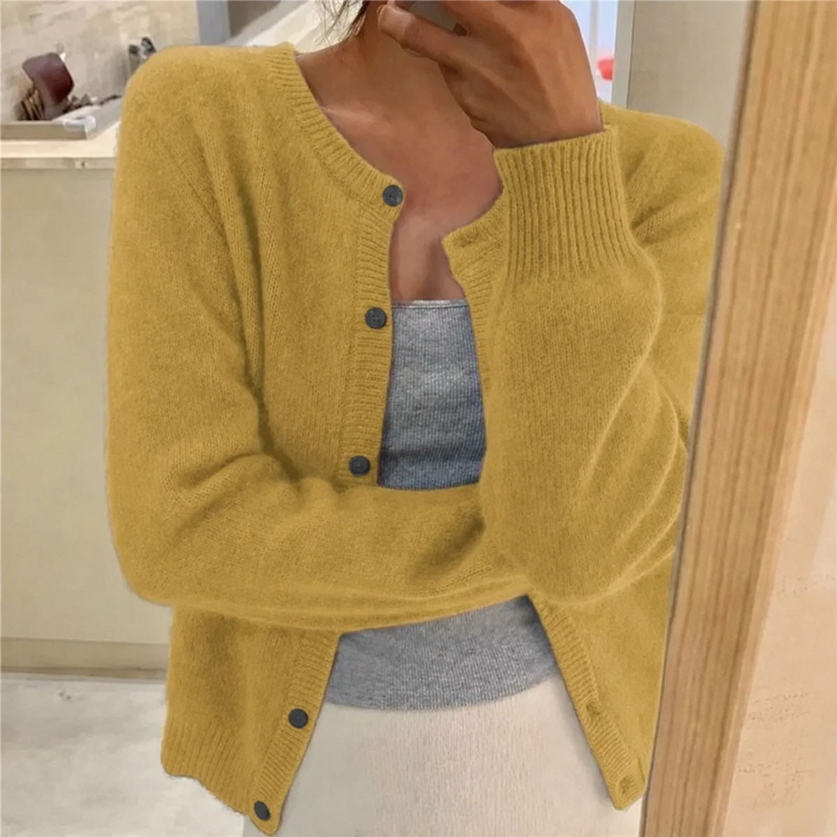 Isolde | Damen Komfort Strickjacke Mit Knöpfen