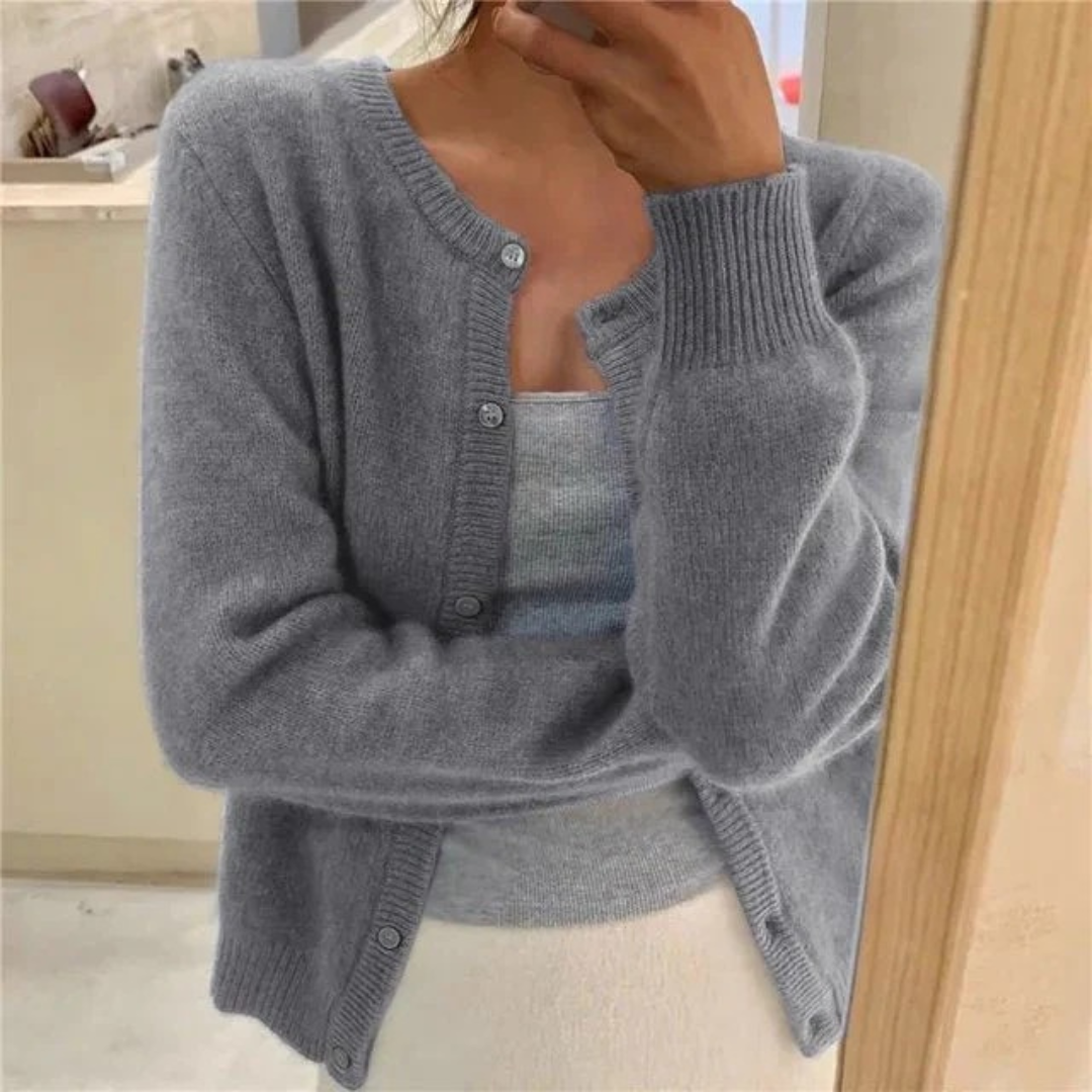 Isolde | Damen Komfort Strickjacke Mit Knöpfen