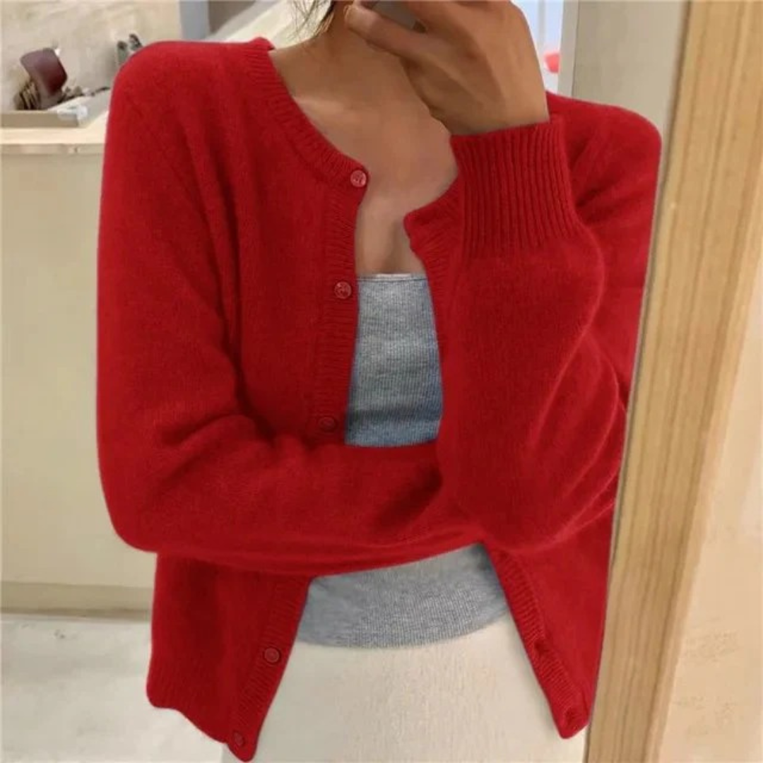 Isolde | Damen Komfort Strickjacke Mit Knöpfen