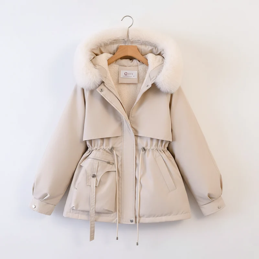 Isolde | Damen Winterjacke für Große Größen mit Fell, Kapuze, Taschen und Kordelzug