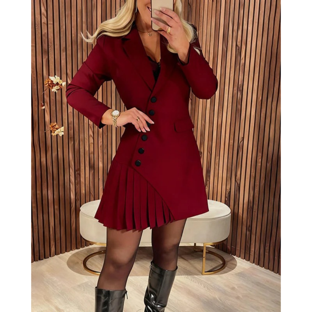 Jana | Damen Blazer Minikleid mit Faltenrock