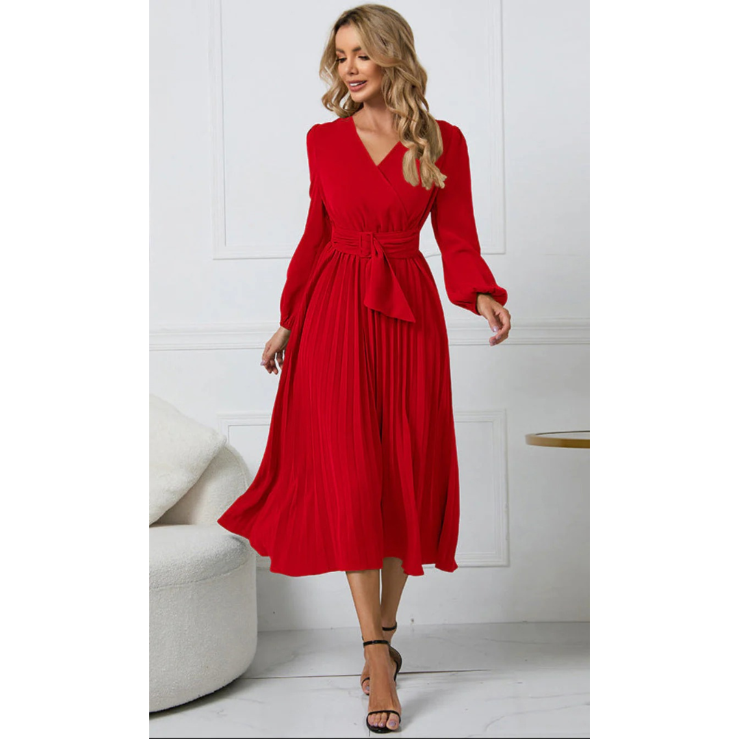 Janne | Damen Midikleid Langarm Hochzeit