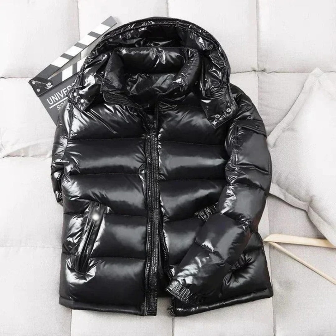 Jannik | Herren Winterjacke Mit Kapuze, Glänzendem Design Und Reißverschluss