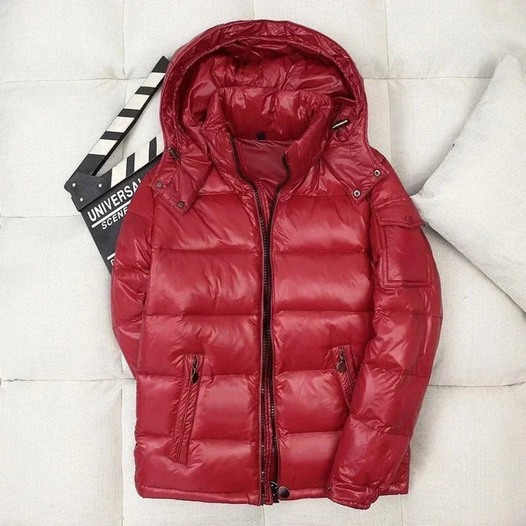 Jannik | Herren Winterjacke Mit Kapuze, Glänzendem Design Und Reißverschluss