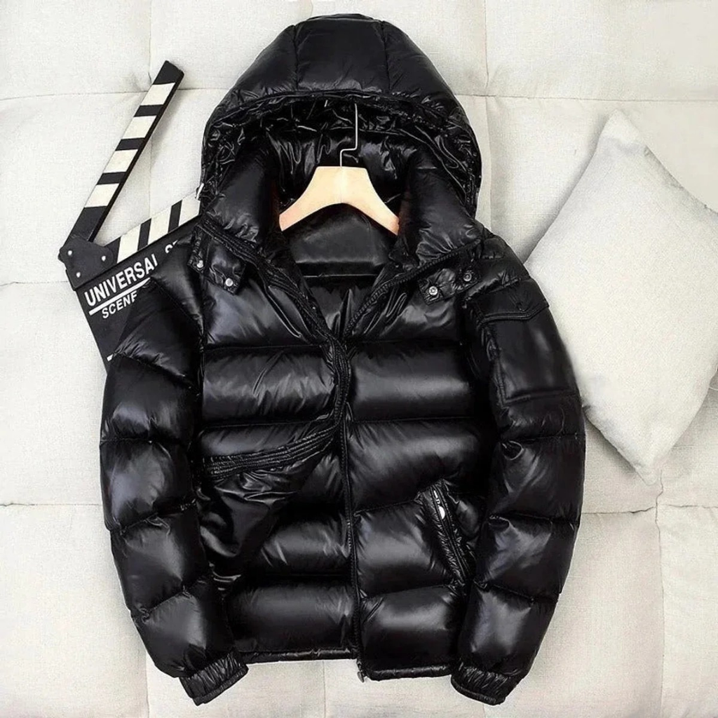 Jannik | Herren Winterjacke Mit Kapuze, Glänzendem Design Und Reißverschluss