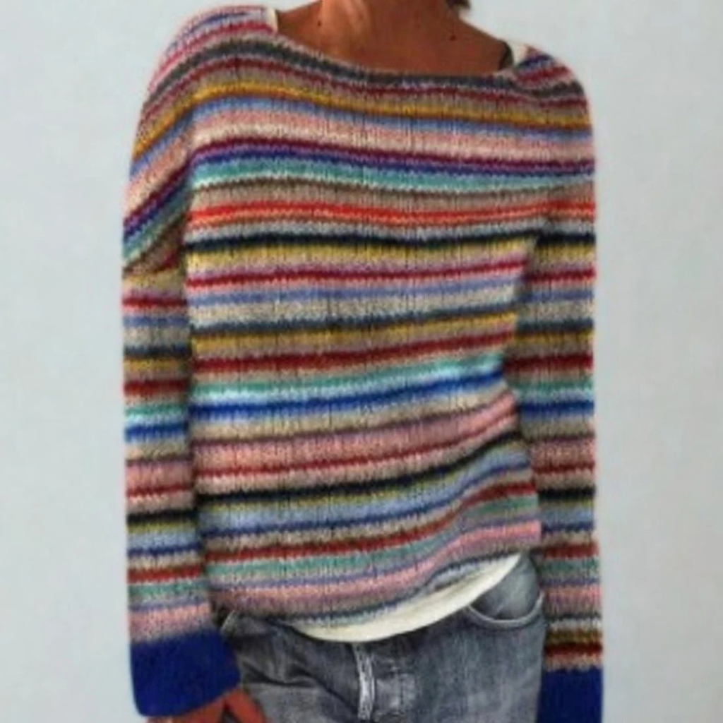 Jasmin | Damen Retro Pullover mit Norweger Muster und Strick