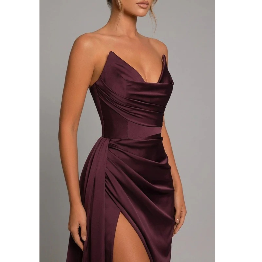 Jasmin | Damen Stilvolles Satin Abendkleid