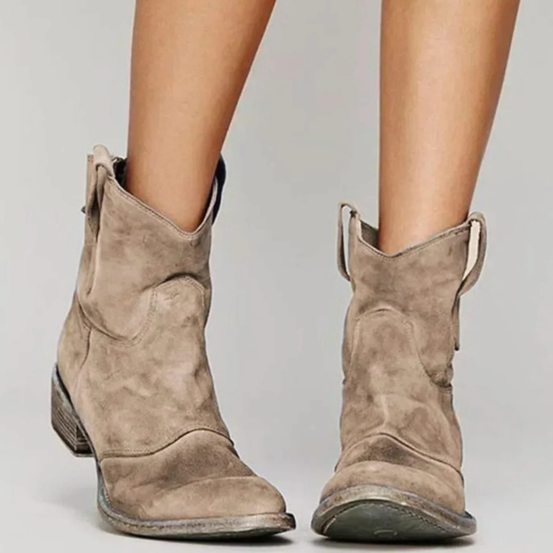 Jasmina | Damen Orthopädische Stiefeletten aus Wildleder mit Western Stil und  Absatz