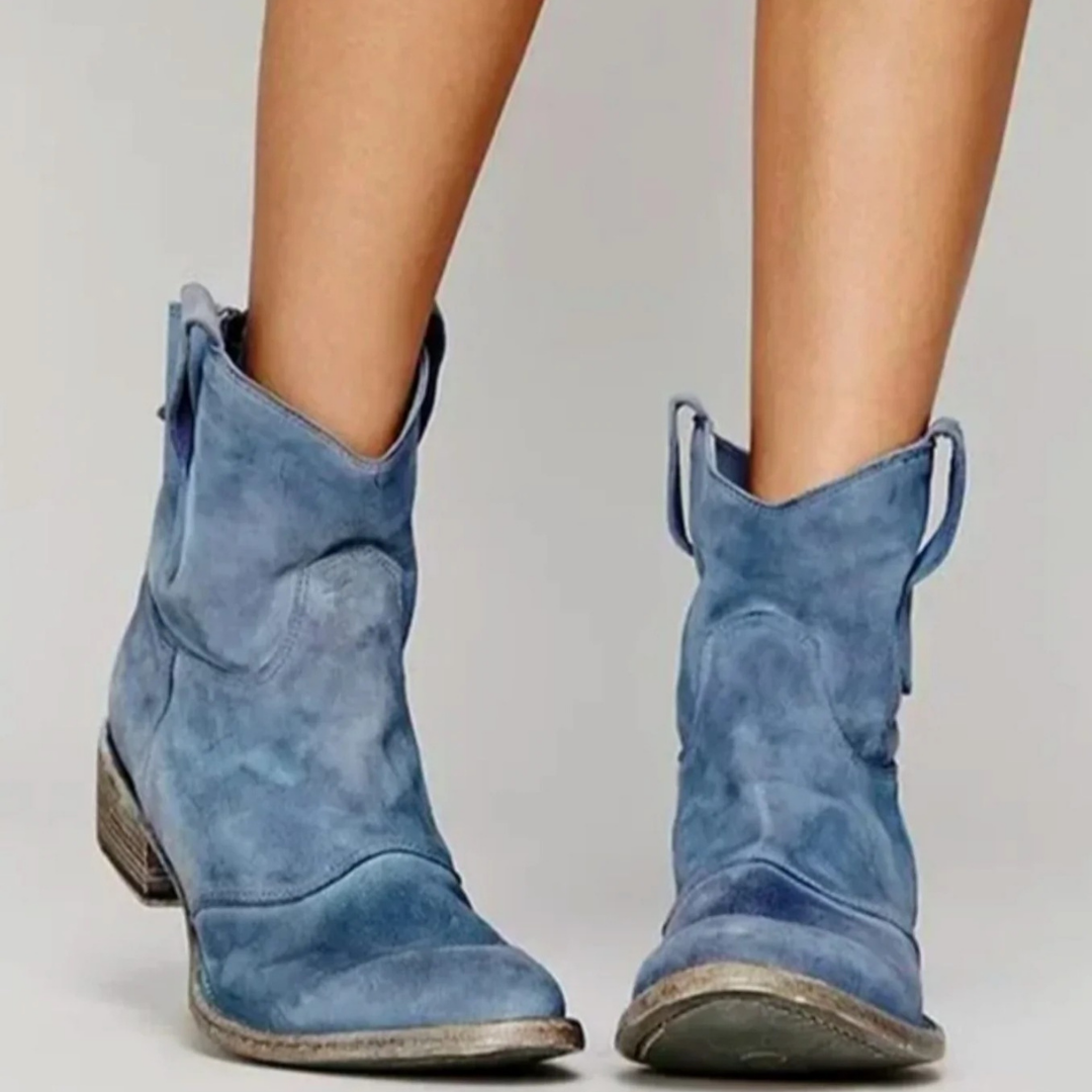 Jasmina | Damen Orthopädische Stiefeletten aus Wildleder mit Western Stil und  Absatz