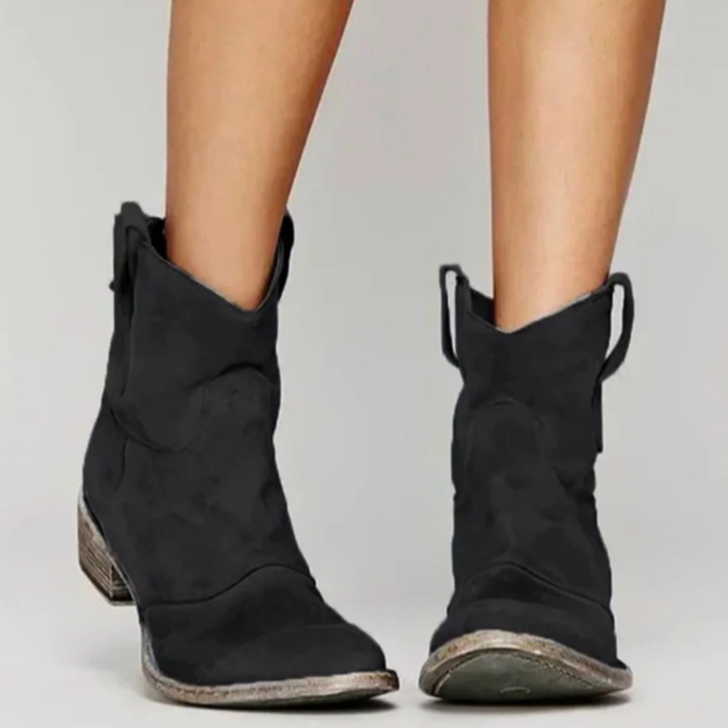 Jasmina | Damen Orthopädische Stiefeletten aus Wildleder mit Western Stil und  Absatz