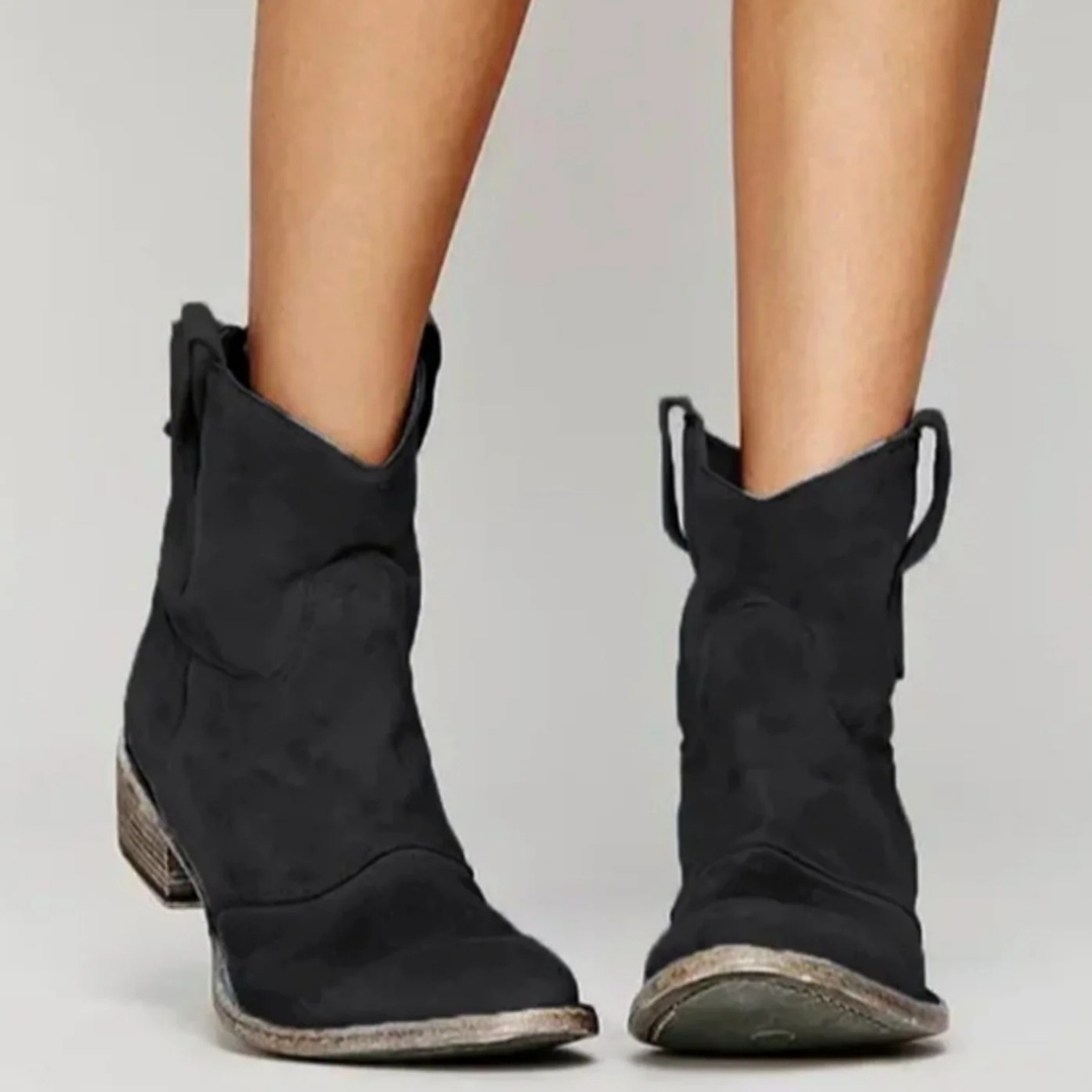 Jasmina | Damen Orthopädische Stiefeletten aus Wildleder mit Western Stil und  Absatz