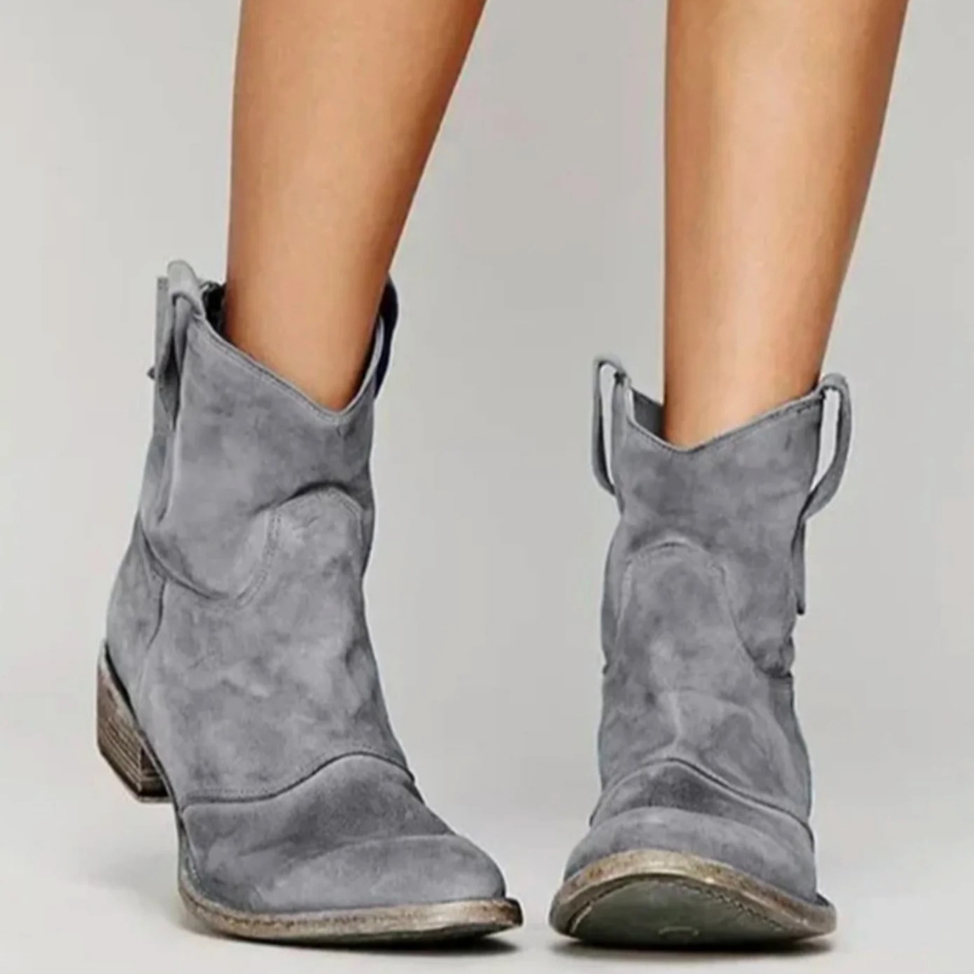 Jasmina | Damen Orthopädische Stiefeletten aus Wildleder mit Western Stil und  Absatz