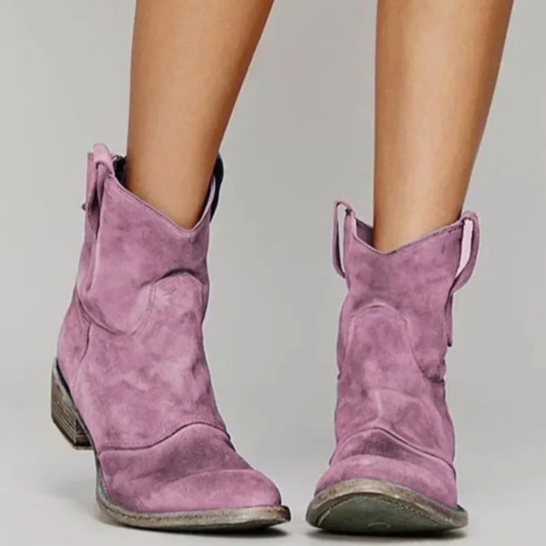 Jasmina | Damen Orthopädische Stiefeletten aus Wildleder mit Western Stil und  Absatz