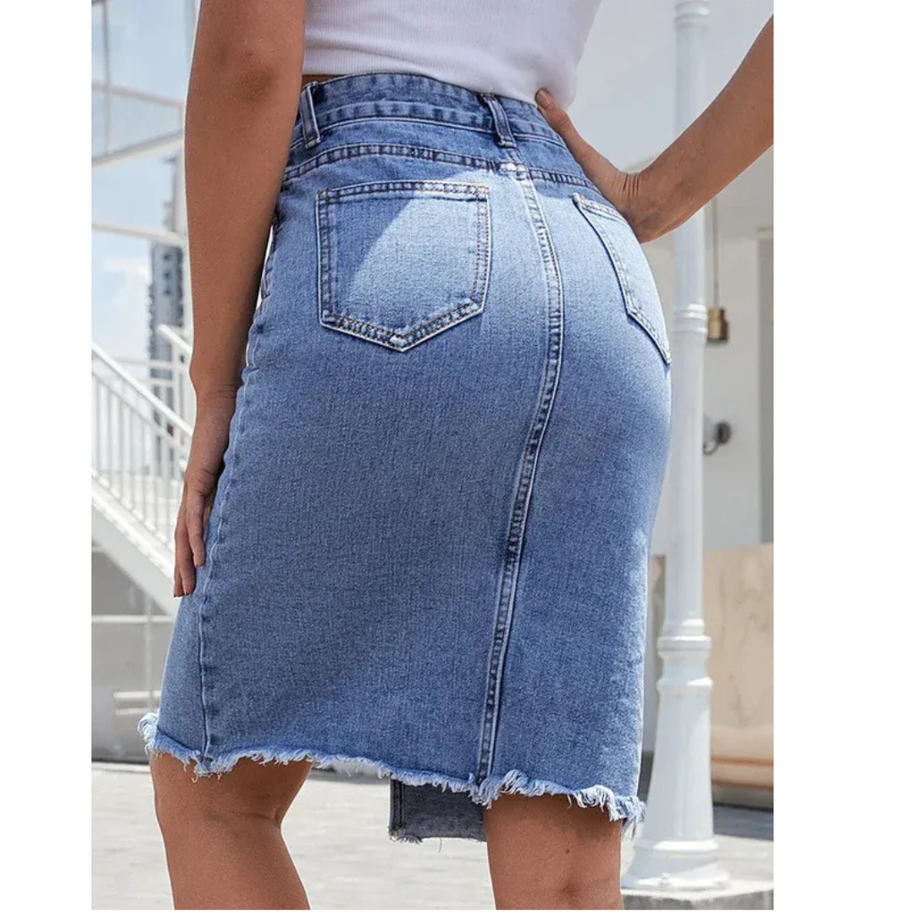 Jenna | Damen Rock Midi Schlitz Hohe Taille Elegant