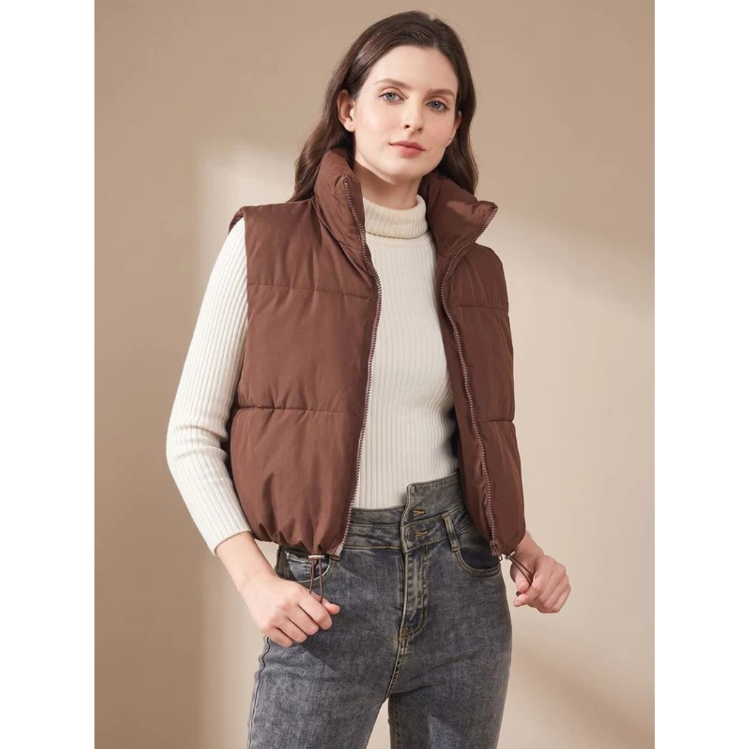 Jenna | Damen Steppweste mit Stehkragen und Reißverschluss