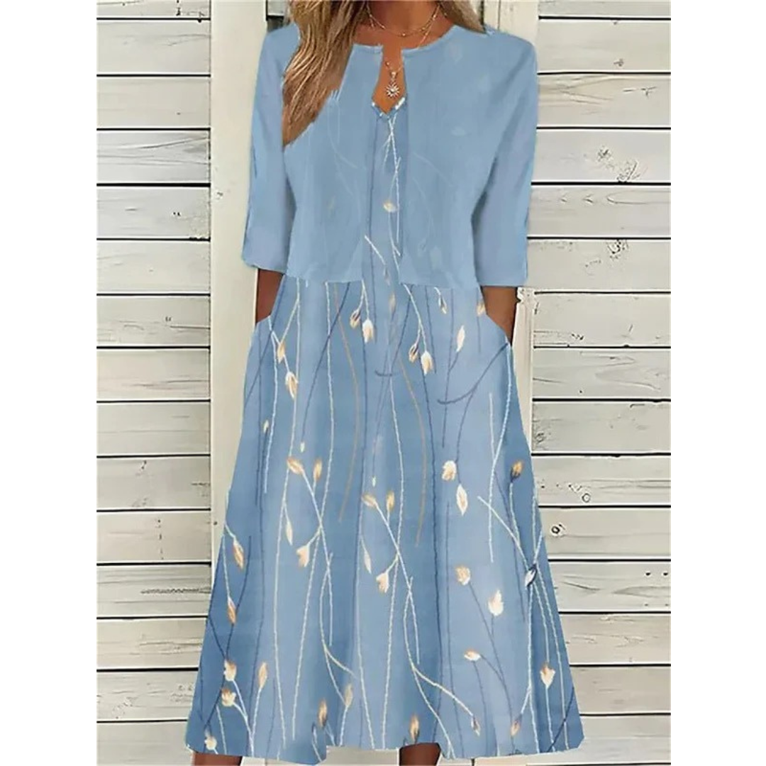 Jenny | Elegante Florale Midi-Sommerkleid