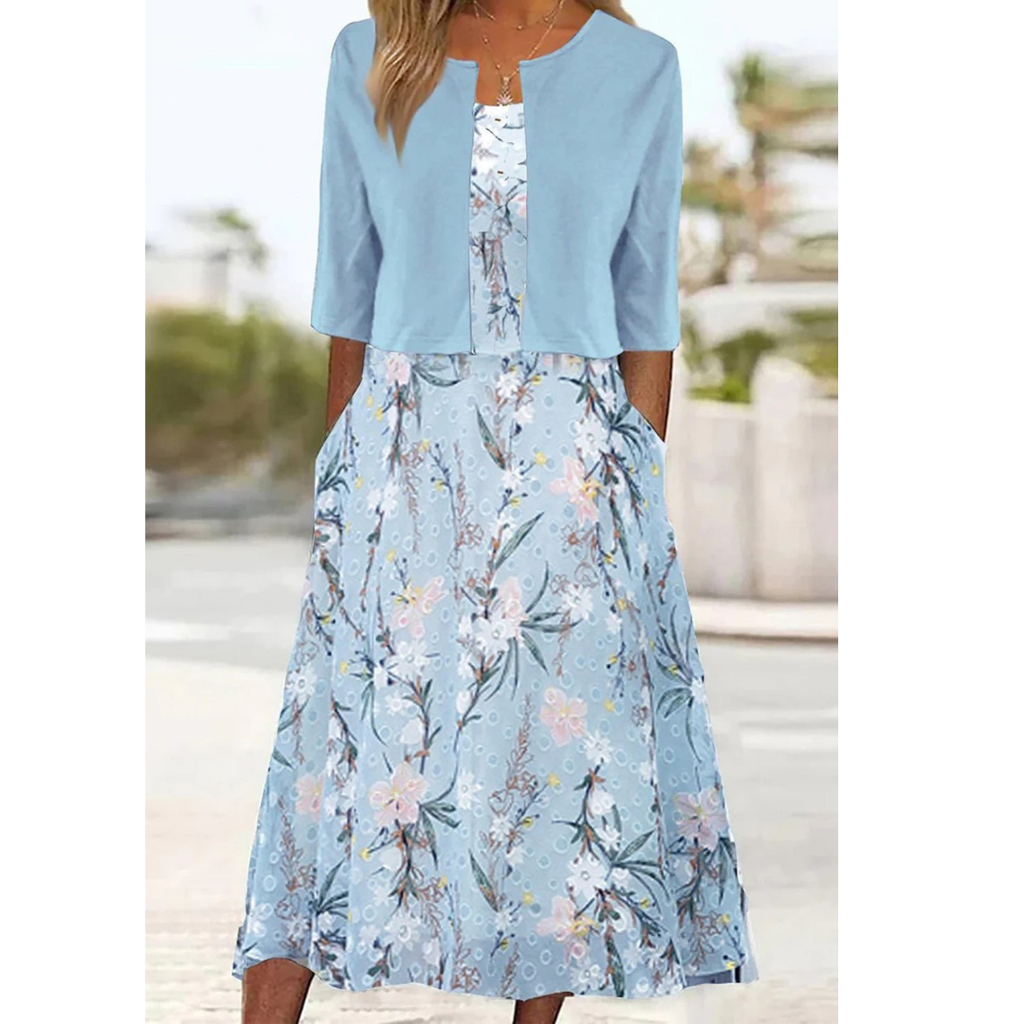 Jenny | Elegante Florale Midi-Sommerkleid