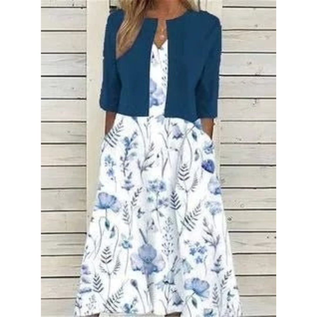 Jenny | Elegante Florale Midi-Sommerkleid