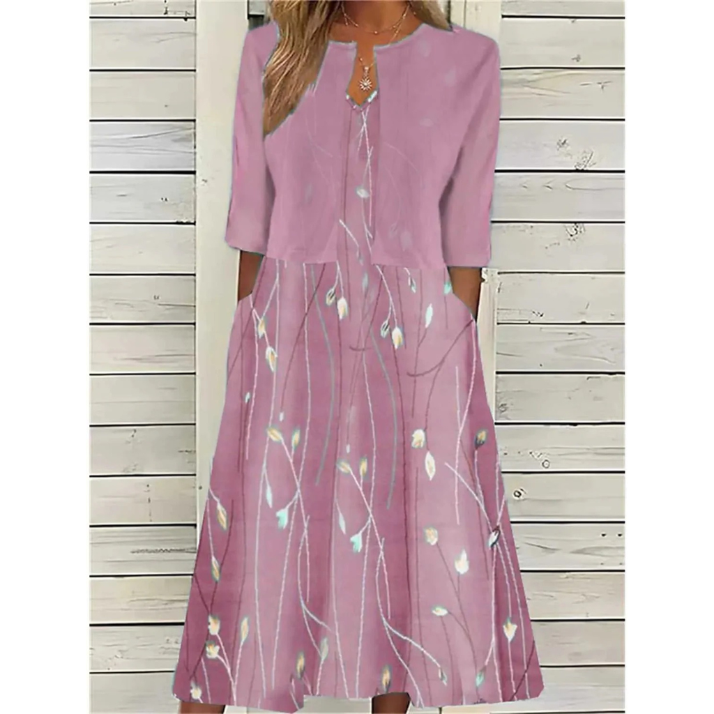 Jenny | Elegante Florale Midi-Sommerkleid