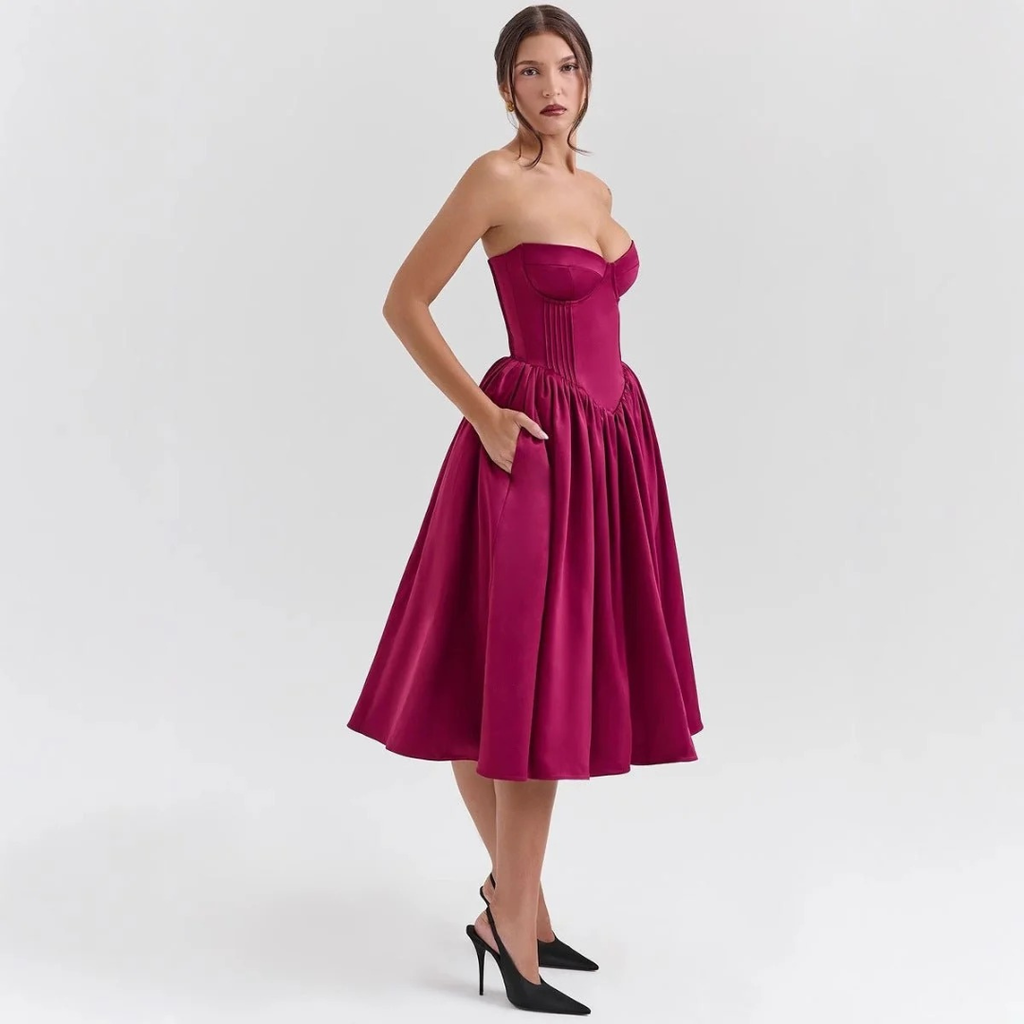 Jette | Damen Elegante Cocktail Midikleid