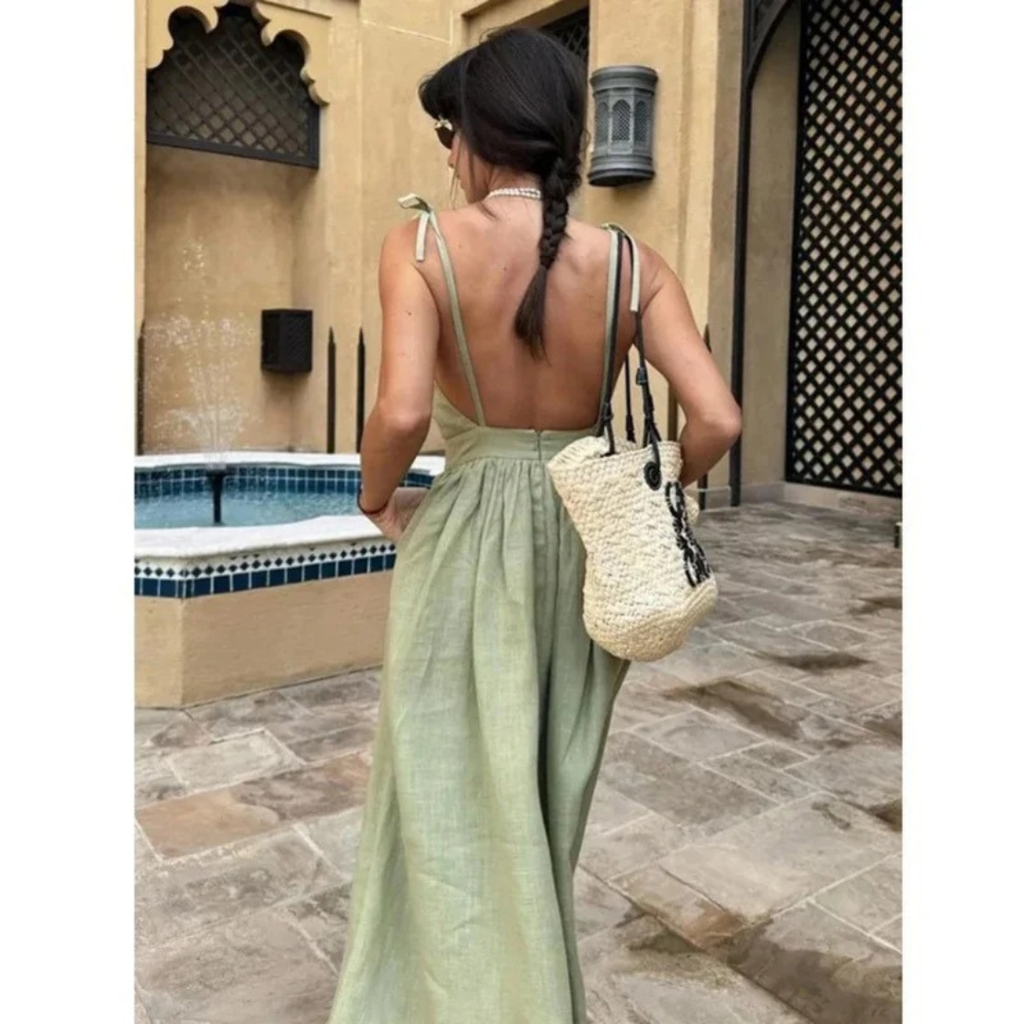 Jette | Damen Stilvolles Sommerkleid Maxi Leinen