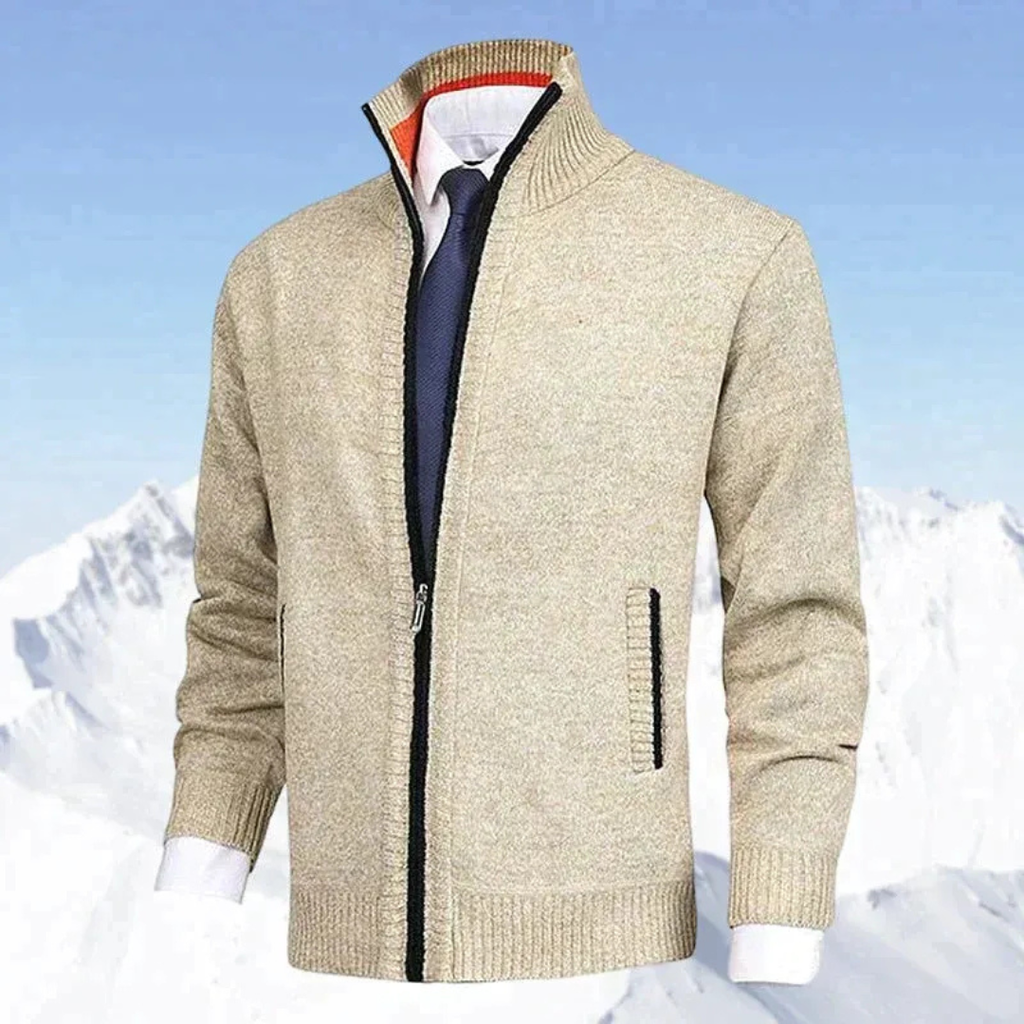 Joachim | Herren Strickjacke mit Stehkragen und Taschen