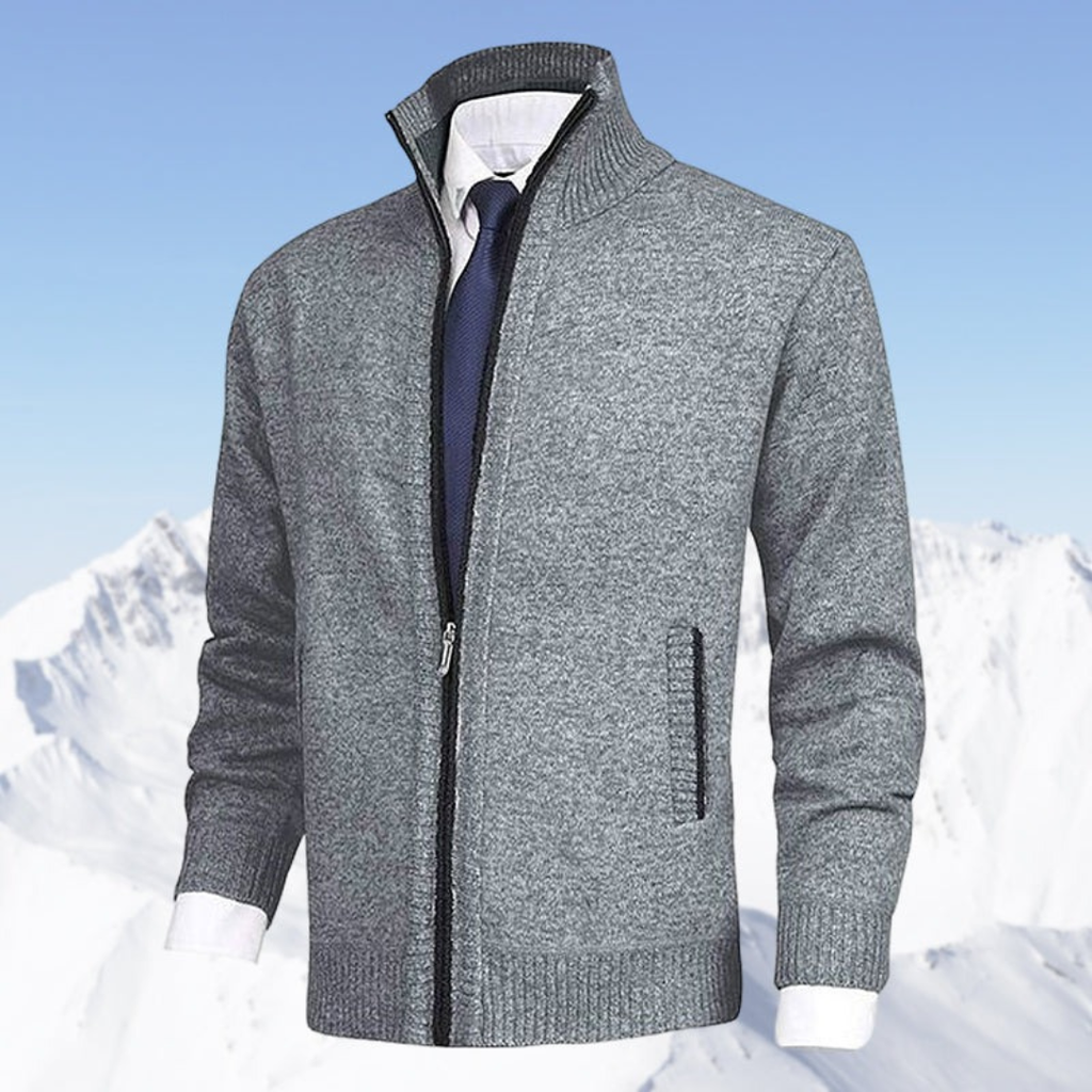 Joachim | Herren Strickjacke mit Stehkragen und Taschen
