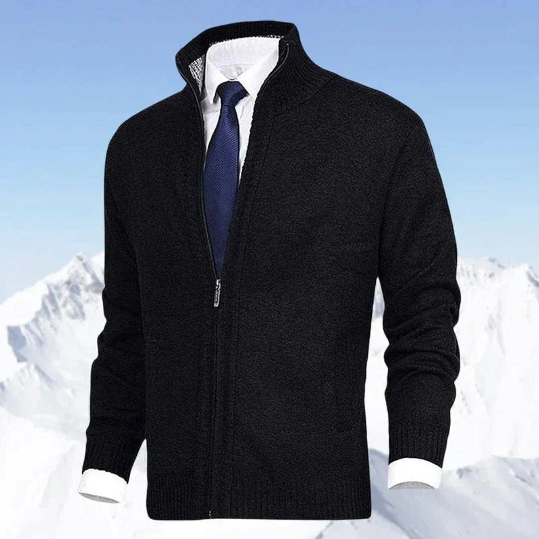Joachim | Herren Strickjacke mit Stehkragen und Taschen