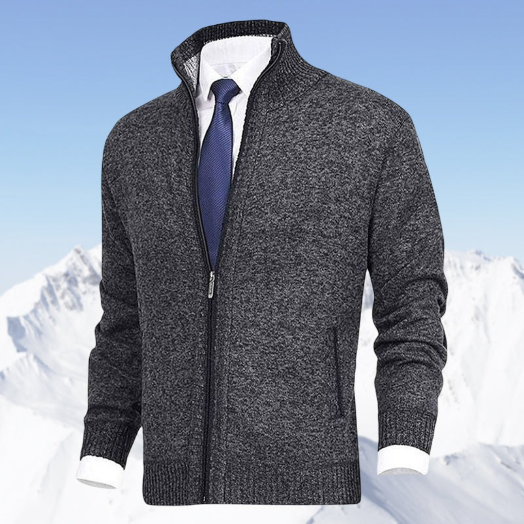 Joachim | Herren Strickjacke mit Stehkragen und Taschen