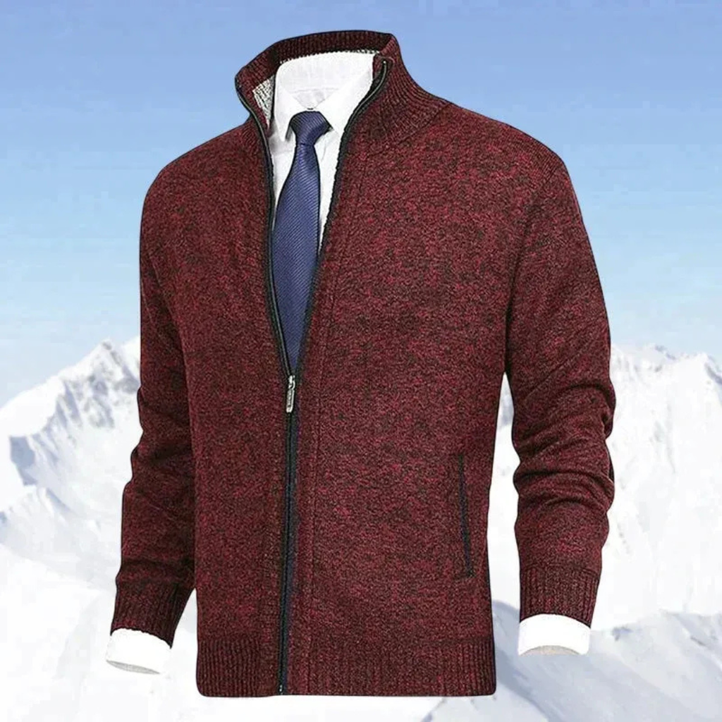 Joachim | Herren Strickjacke mit Stehkragen und Taschen