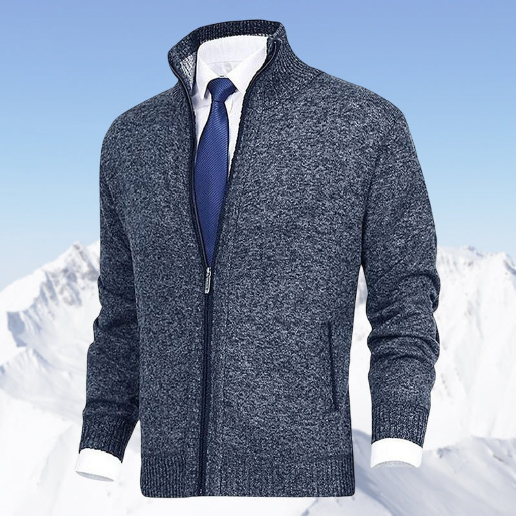 Joachim | Herren Strickjacke mit Stehkragen und Taschen