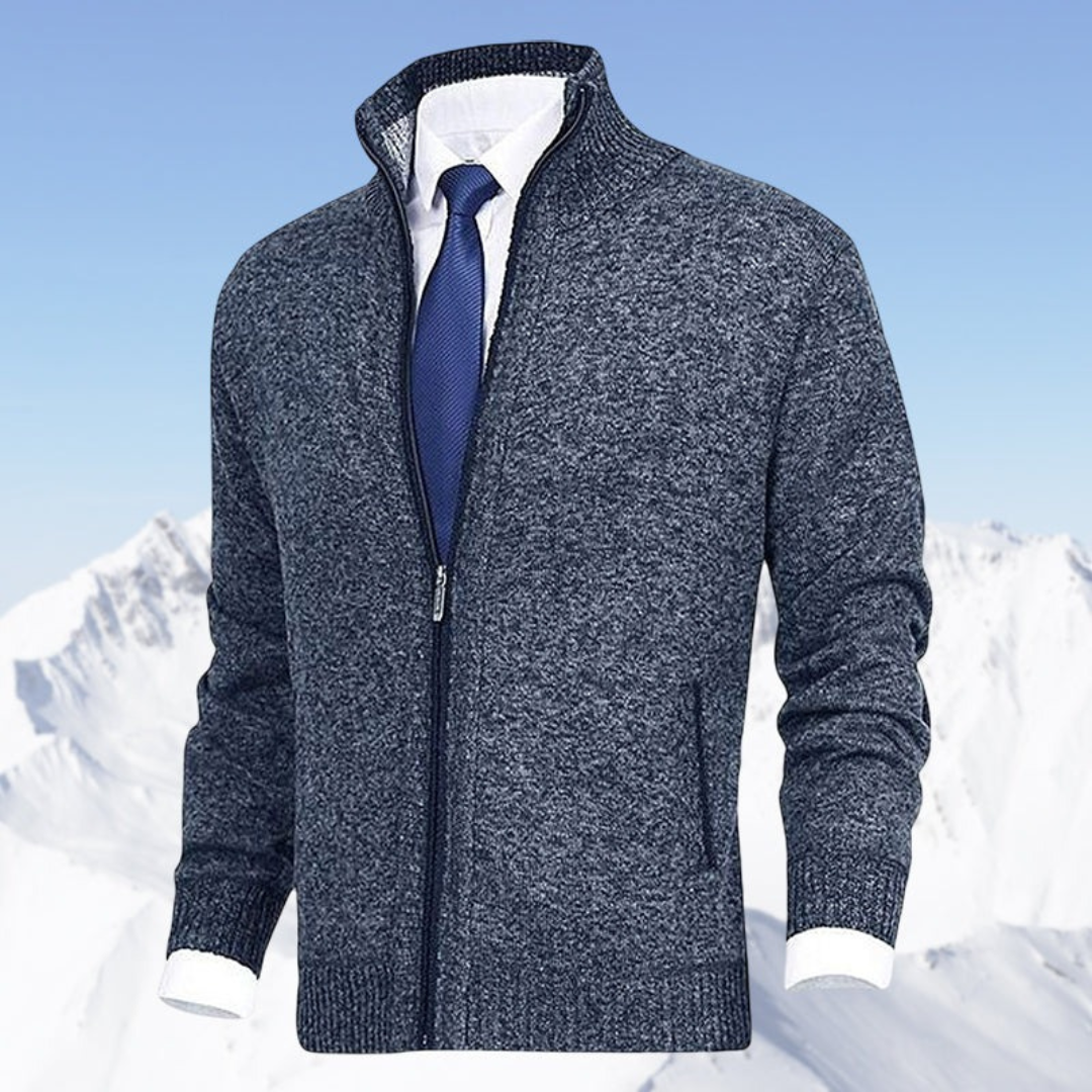 Joachim | Herren Strickjacke mit Stehkragen und Taschen