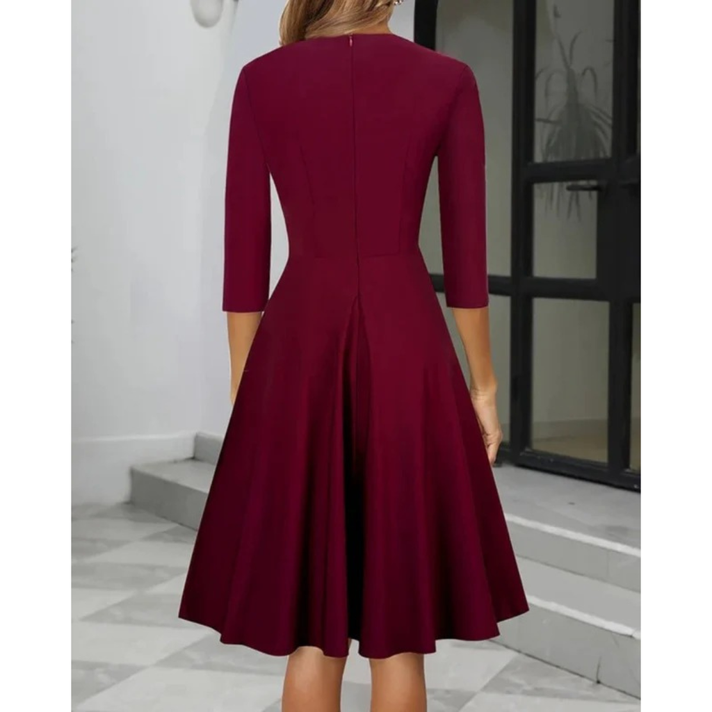 Johanna | Damen Abendkleid Midi Mit 3/4 Ärmeln