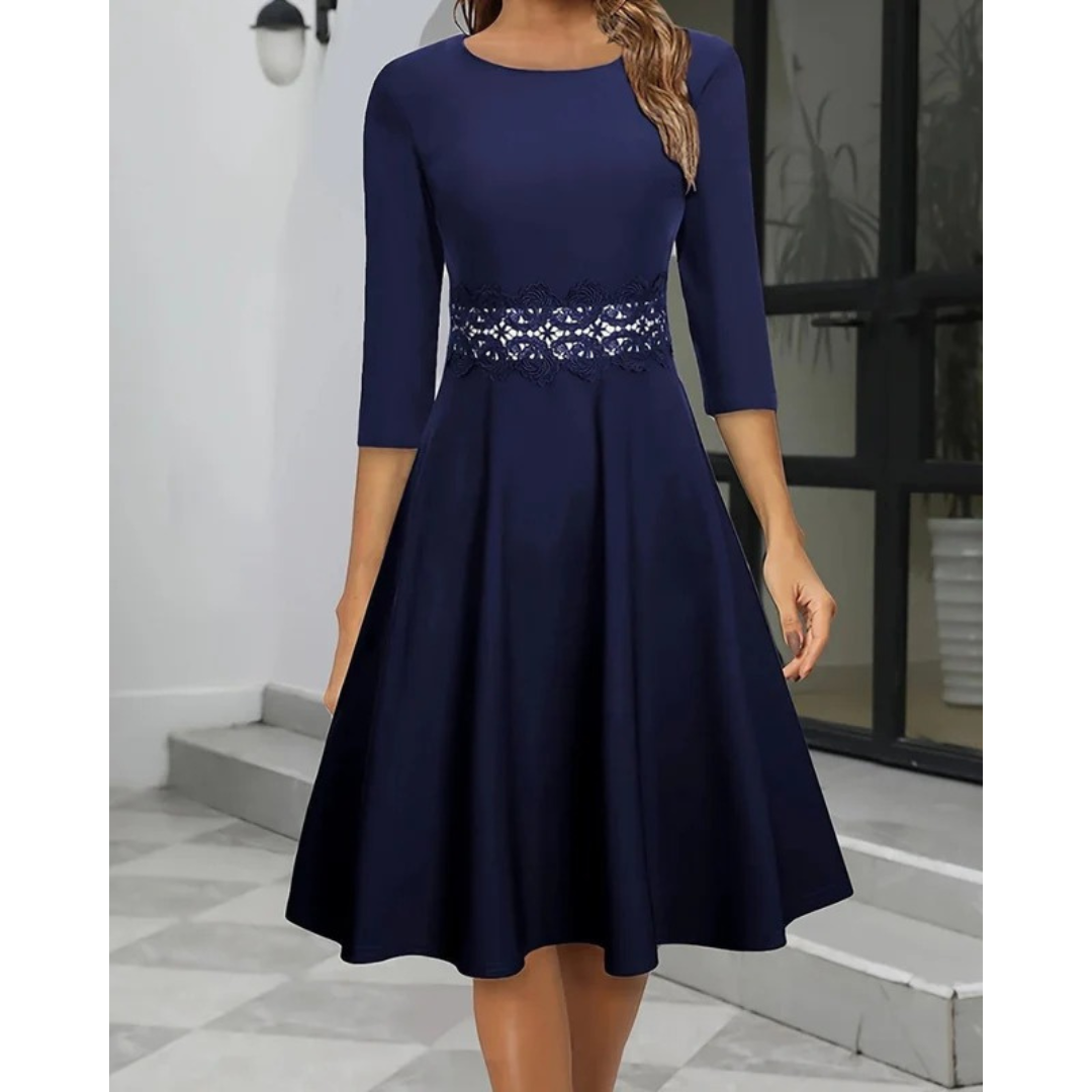 Johanna | Damen Abendkleid Midi Mit 3/4 Ärmeln