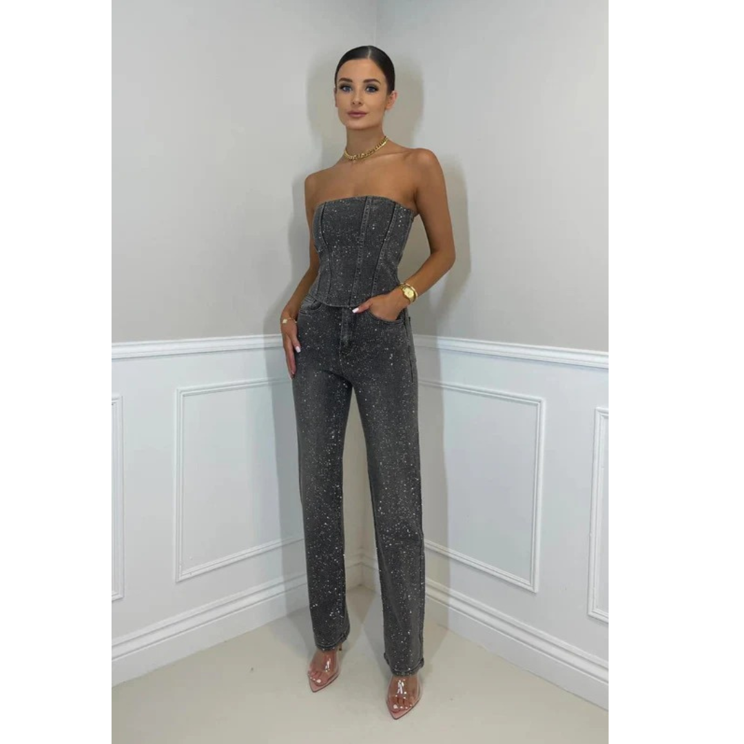 Johanna | Damen Elegante Zweiteiler Set Hose & Bluse