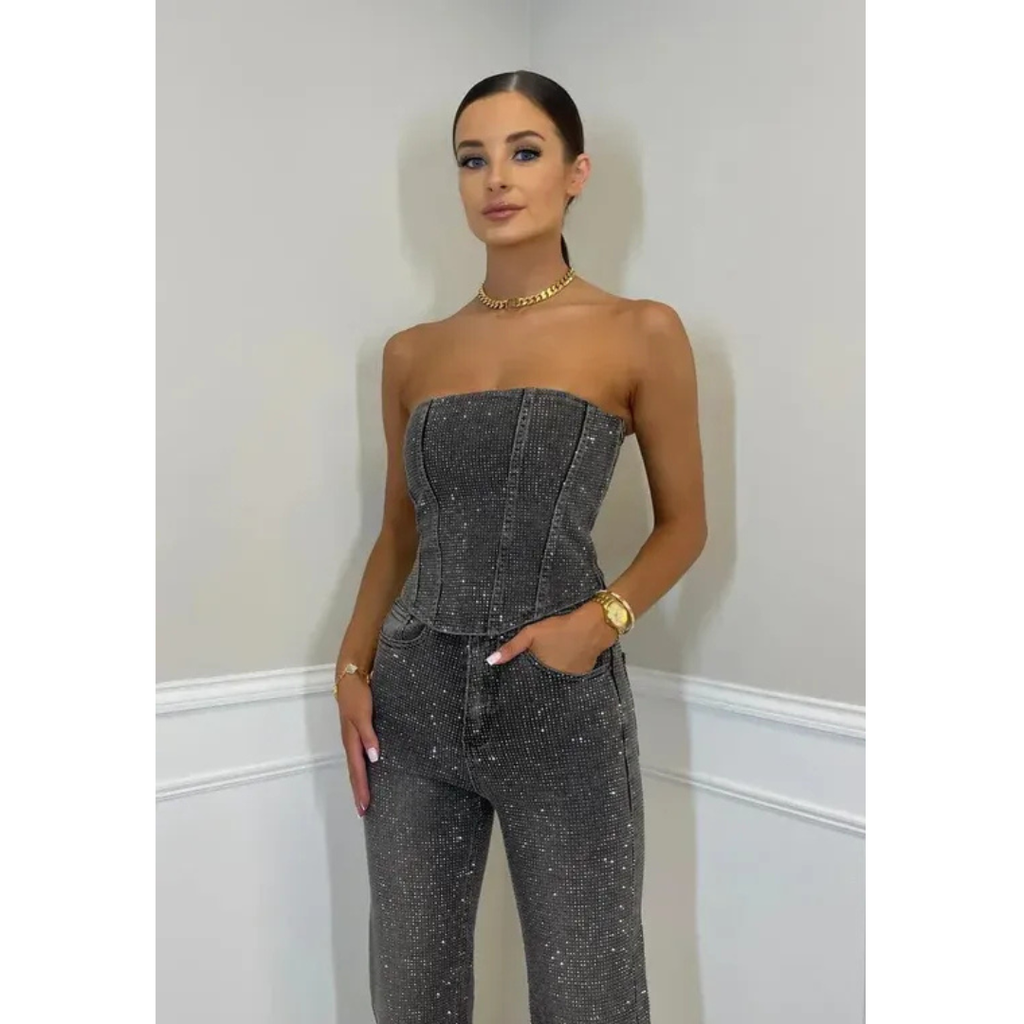 Johanna | Damen Elegante Zweiteiler Set Hose & Bluse