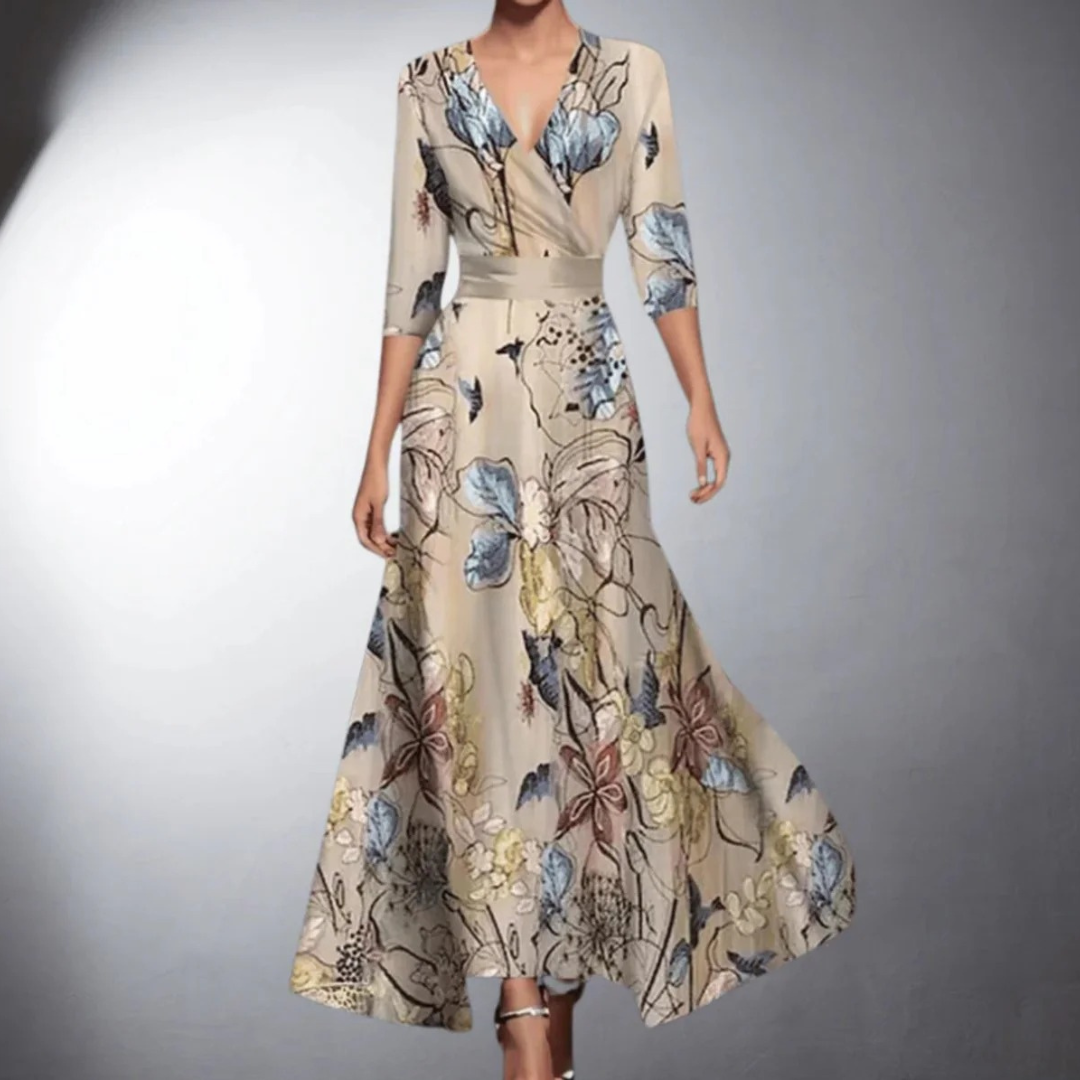 Johanna | Damen Maxi Abendkleid mit Blumenmuster