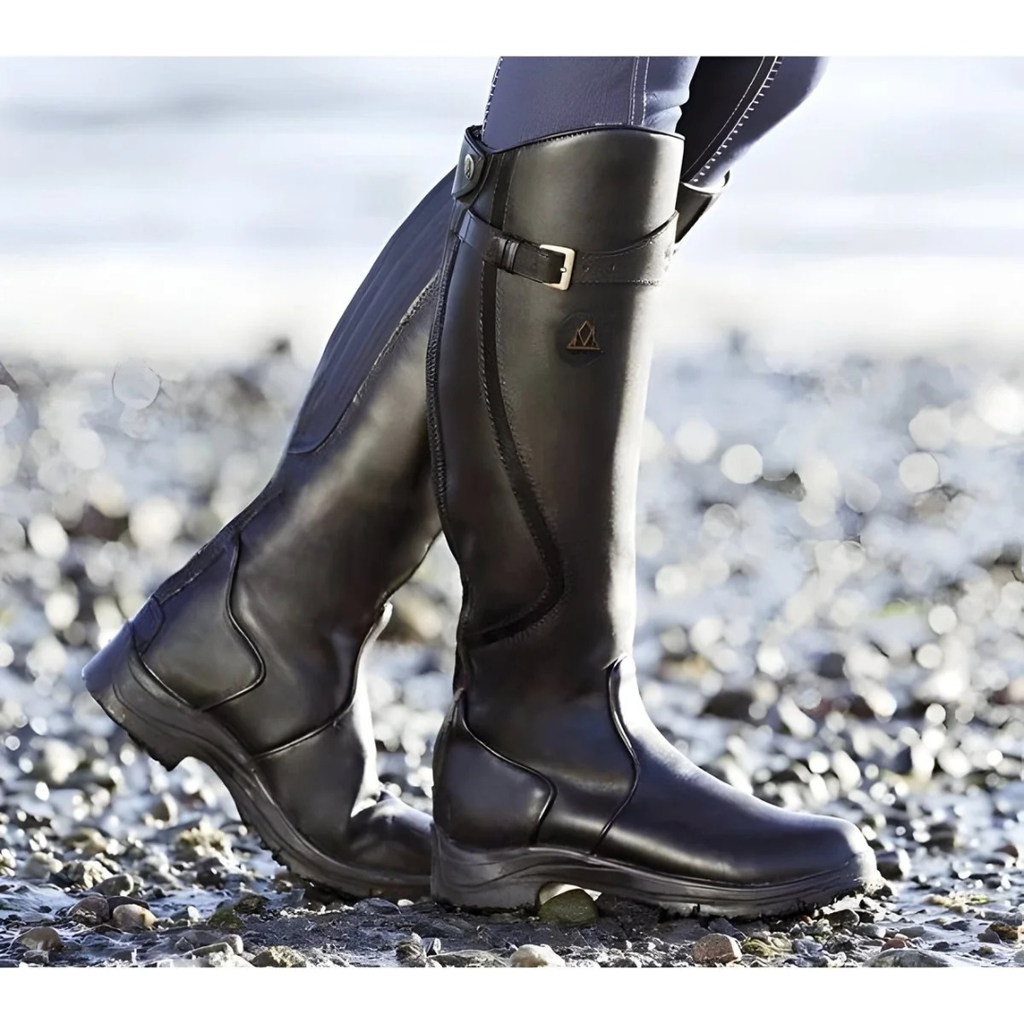 Johanna | Damen Orthopädische Wasserdichte Leder Stiefel mit Langem Schaft und Schnalle